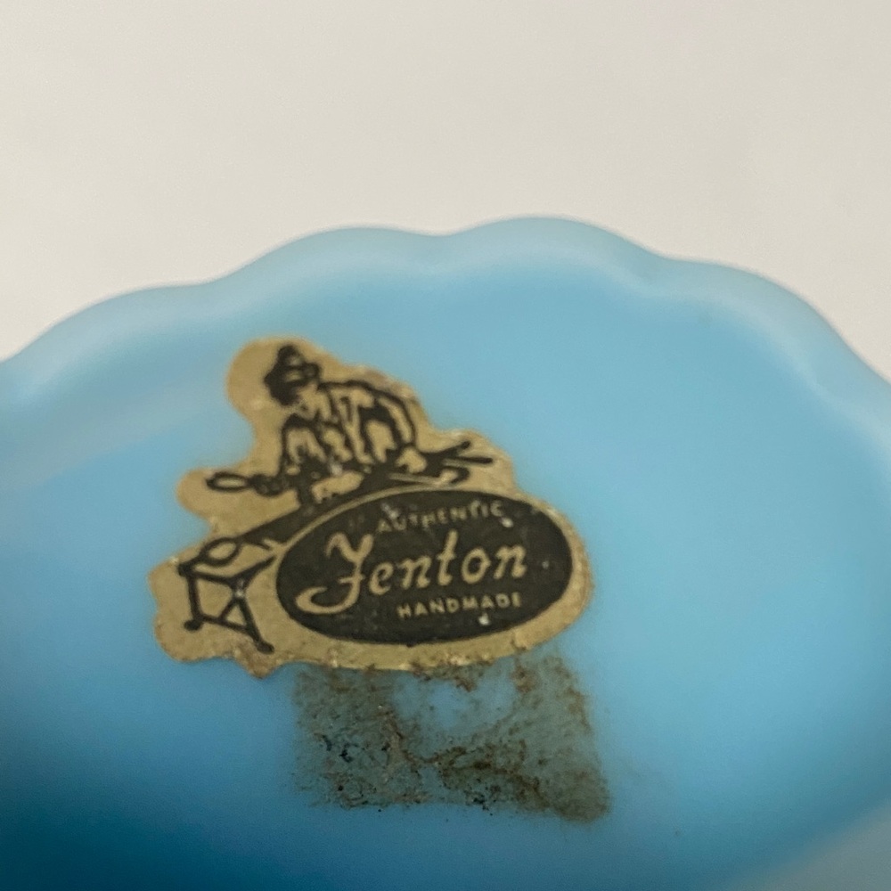 Fenton Blue Glass Boot Vase - Picture 2 of 8